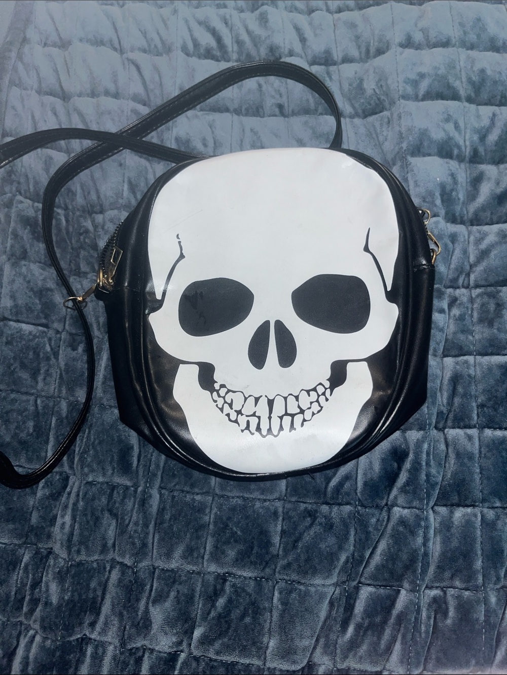 Skull Graphic Crossbody Bag - Black and White